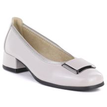 Vinceza 18129 Gray Leather Low Heel Pumps