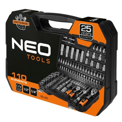 19. Socket wrench set 1/2", 1/4", 110 pcs, satin