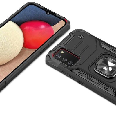 2. Wozinsky Ring Armor tough hybrid case cover + magnetic holder for Samsung Galaxy A03s black