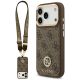 Guess 4G Strass Logo & Big Strap Metal Buttons MagSafe Case for iPhone 17 Pro - Brown