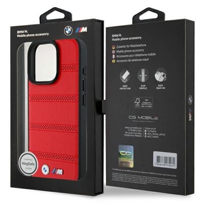 8. BMW M Perforated And Stitched Line MagSafe case for iPhone 16 Pro - red