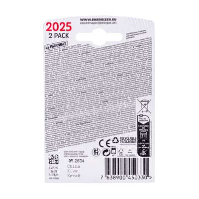 3. ENERGIZER SPECIALIZED BATTERY CR2025/2, 3V, ECO