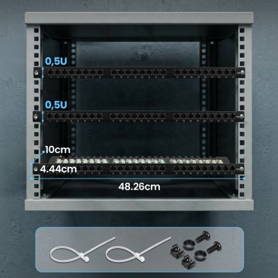 8. Patch panel Extralink EX.9663 (0.5U; cat. 6; 24xRJ-45)