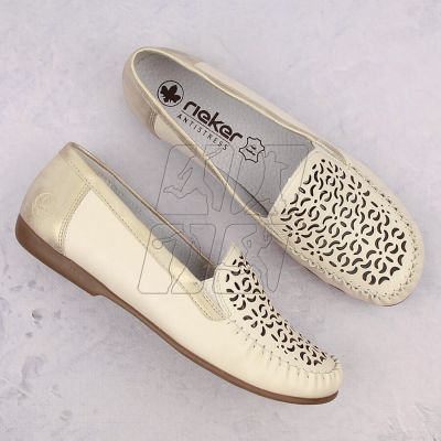 7. Leather comfortable openwork shoes Rieker W RKR658, beige