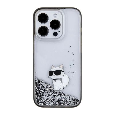 3. Karl Lagerfeld Liquid Glitter Choupette case for iPhone 15 Pro Max - transparent