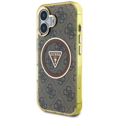 2. Guess IML Metal Glitter 4G Circle Triangle MagSafe Case for iPhone 16 - Brown