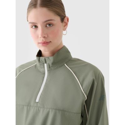 3. Women's cropped transition jacket with a stand-up collar 4F 4FRSS24TTJAF0886-44S