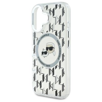 6. Karl Lagerfeld IML Monogram Karl & Choupette Head MagSafe iPhone 16 Case - Clear