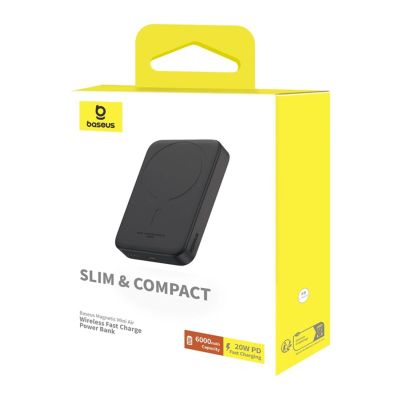 13. Baseus Magnetic Mini Air 6000mAh 20W Powerbank with Inductive Charging and Baseus Simple USB-C Cable (20V/3A) 30cm - Black