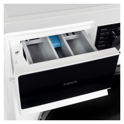 6. Washing machine MPM-5914-PT-51, capacity 9 kg, width 60 cm, inverter motor, 15 main programs, white with black elements
