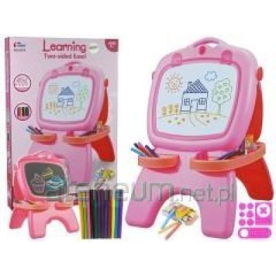 Double-Sided Pink Magnetic Chalkboard with Stencils