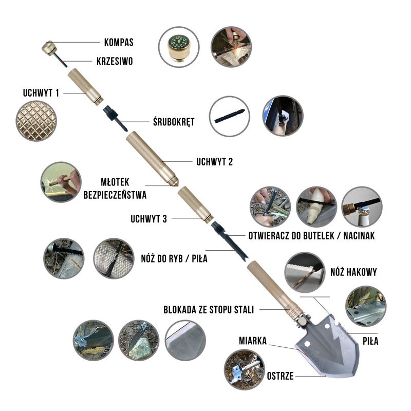 8. MACGYVER TACTICAL SHOVEL 14 IN 1 MULTITOOL 102277