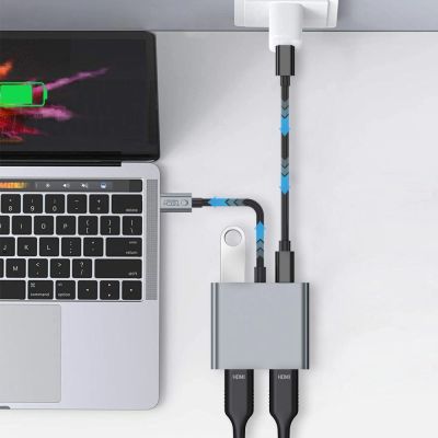 6. Tech-Protect HB08 4in1 USB-C + USB2.0 + 2 x HDMI 4K 60HZ adapter - gray