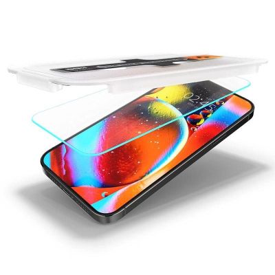 14. Spigen Glas.tR EZ Fit Tempered Glass for iPhone 13 / 13 Pro / 14 / 16e / 17e - 2 pcs.