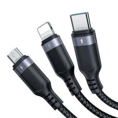 3. Joyroom Multi-Use Series S-A18 3in1 USB-A - Lightning / USB-C / micro USB cable 0.3m - black