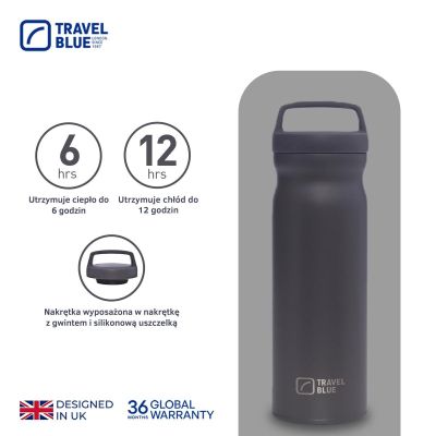 2. TRAVEL BLUE GREY THERMAL BOTTLE