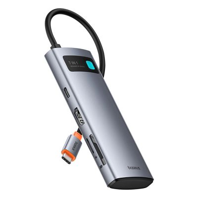 4. Baseus Metal Gleam 7in1 HDMI 4K 60Hz USB-C Hub / 3x USB 3.0 / USB-C PD / SD / microSD - Gray