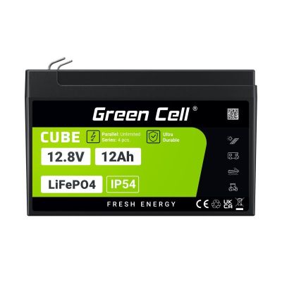 19. GREEN CELL LIFEPO4 CUBE BATTERY 12AH 12V/12.8V 153.6WH LFPGC12V12AH