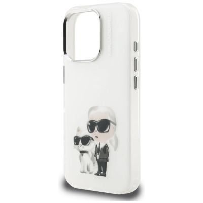 6. Karl Lagerfeld IML Aquarelle Karl & Choupette & Logo Case for iPhone 16 Pro Max - White