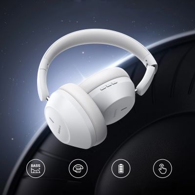 12. Baseus Bass 30 Max Wireless On-Ear Bluetooth 5.3 Headphones - White