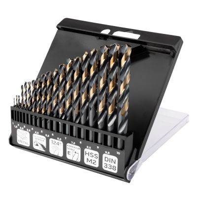 HSS-CNC metal drill bits, 124°, "Pro-Tec", 1.0-10.0 mm, set of 19