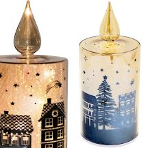 DECORATIVE GLASS CANDLE WARM WHITE LED 21CM