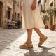 8. Women's leather wedge sandals camel Filippo DS7746