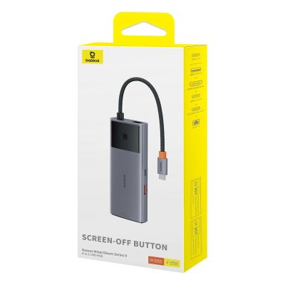 5. USB HUB 6in1 Baseus Metal Gleam Series II USB-A/USB-C/USB-C PD/HDMI/RJ45 - black