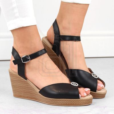 10. Leather wedge sandals with a decoration Filippo W PAW526B black