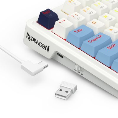 6. REDRAGON K728WBB-RGB-PRO Antonium Pro Keyboard USB + RF Wireless + Bluetooth White, Blue