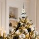 6. CHRISTMAS TREE TOP 28CM GLASS SILVER SANTA CLAUS