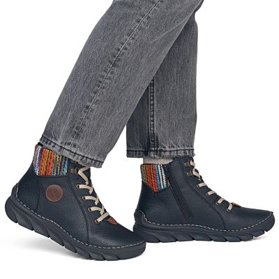12. Rieker 55040-00 comfortable black women's ankle boots