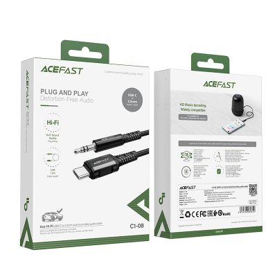 5. Acefast audio cable USB Type C - 3.5mm mini jack (male) 1.2m, AUX black (C1-08 black)