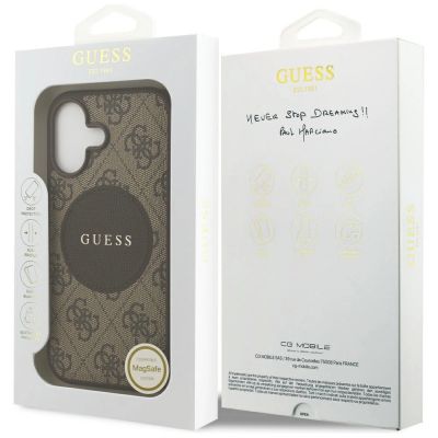 8. Guess 4G Circle Classic Logo MagSafe case for iPhone 17 - brown