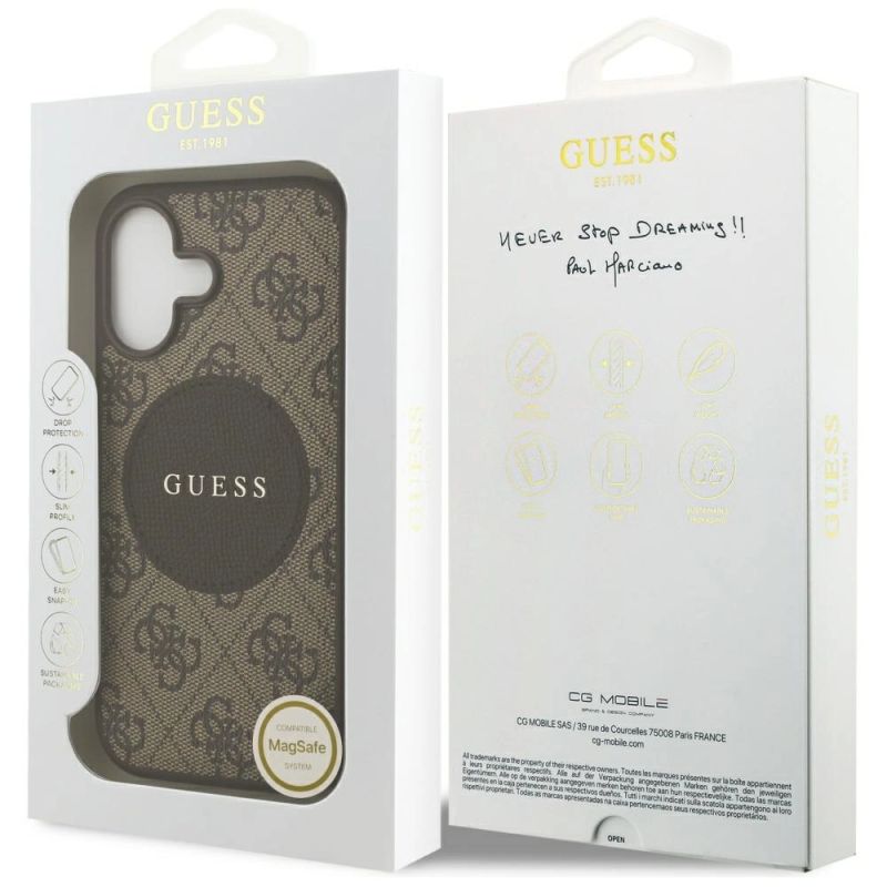 8. Guess 4G Circle Classic Logo MagSafe case for iPhone 17 - brown