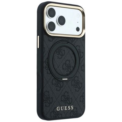 4. Guess Ring Stand 360 4G Classic Logo MagSafe Case for iPhone 17 Pro / 18 Pro - Black