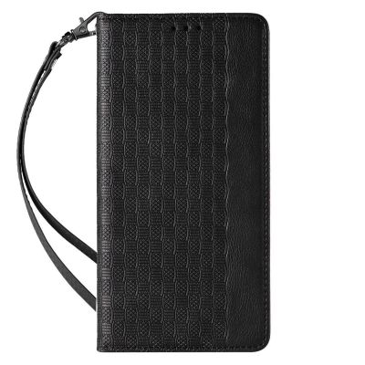 4. Magnet Strap Case for Samsung Galaxy S23 Ultra Flip Wallet Mini Lanyard Stand Black
