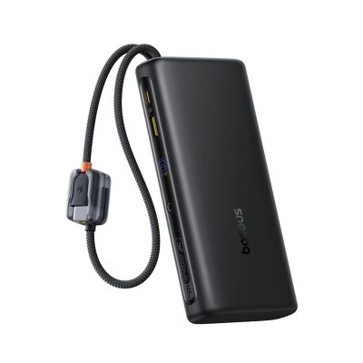 Baseus EnerFill FC41 25000mAh 145W Power Bank with Digital Display and Built-in Dual USB-C Cable - Black