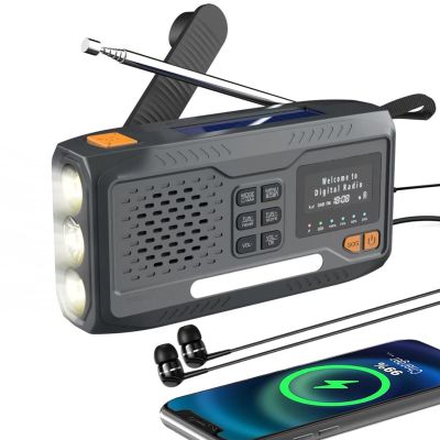 Extralink Bluetooth Solar Emergency Radio with Crank Dynamo Powerbank 4000mAh with SOS Flashlight BT-4000 Portable Analog and Digital Black, Orange