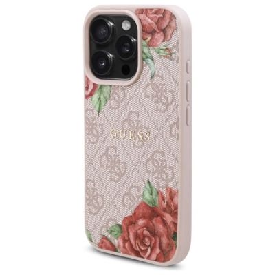 2. Guess GUHMP16XP4ROPEMCP iPhone 16 Pro Max 6.9" pink/pink hardcase 4G Flowers Print MagSafe