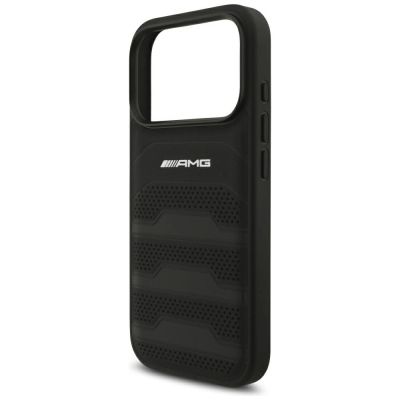 6. Mercedes AMG Leather Debossed Lines Logo case for iPhone 18 Pro / 17 Pro - black