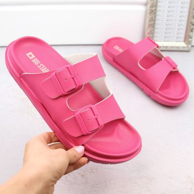 2. Big Star W INT2004E Fuchsia Foam Slides with Buckles