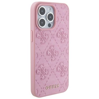 4. Guess GUHCP15XP4EPMP iPhone 15 Pro Max 6.7" pink/pink hardcase Leather 4G Stamped