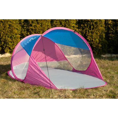 18. SELF-EXPLODING BEACH SCREEN TENT BLUE AND PINK