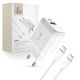 Tech-Protect C20W USB-C PD 20W / USB-A QC 3.0 charger with USB-C / USB-C cable - white