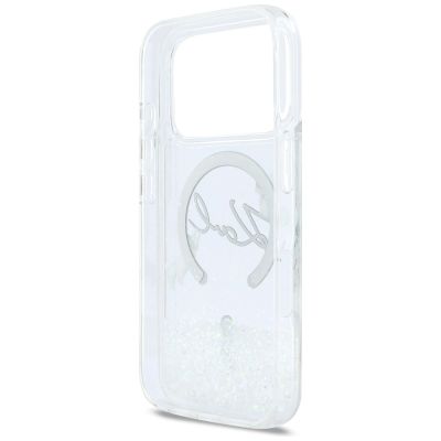 7. Karl Lagerfeld Liquid Glitter Karl Script Logo MagSafe Case for iPhone 17 Pro - Clear