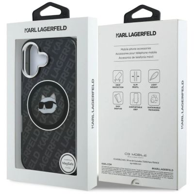 8. Karl Lagerfeld IML Choupette Head Logo MagSafe Case for iPhone 16 - Black