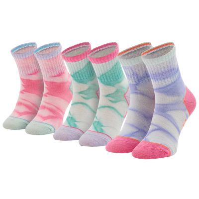 Skechers 3PPK Girls Casual Fancy Tie Die Socks SK41076-6064 Multicolored 27-30