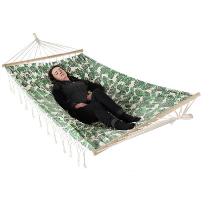 3. GARDEN HAMMOCK FOR 2 PEOPLE 200X150CM WITH SPREADER BAR AND FRINGE MIAMI NATURA JUNGLE