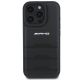3. AMG Leather Debossed Lines Black Logo iPhone 16 Pro Max Case - Black